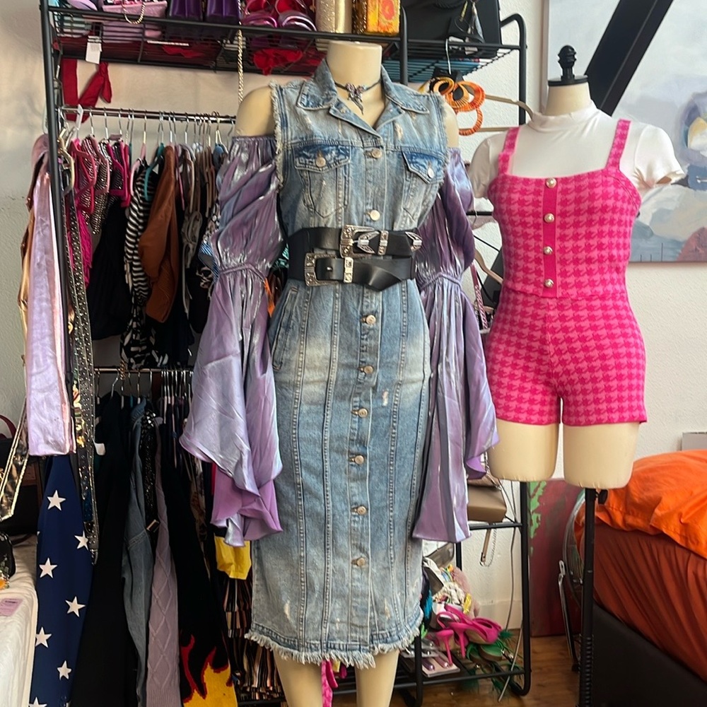 Denim Jean Vest Button Up Dress - Picture 3 of 3